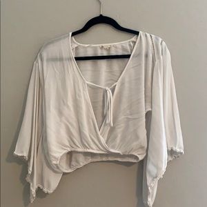 White low cut crop top